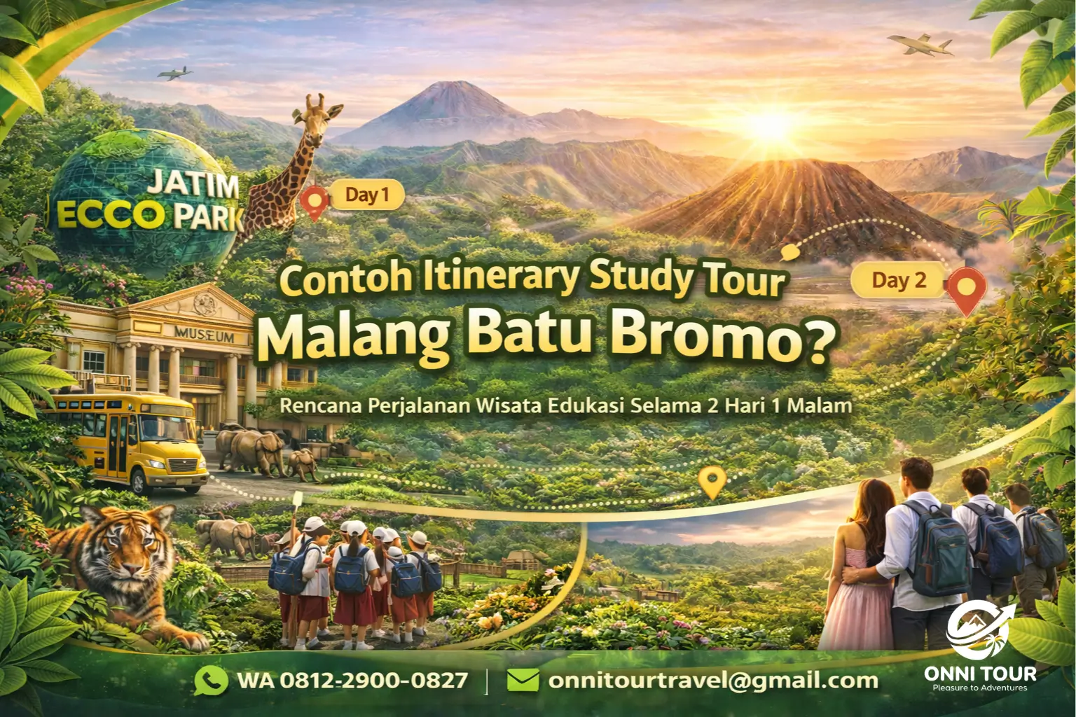 contoh itinerary study tour malang batu bromo 2d1n untuk sekolah