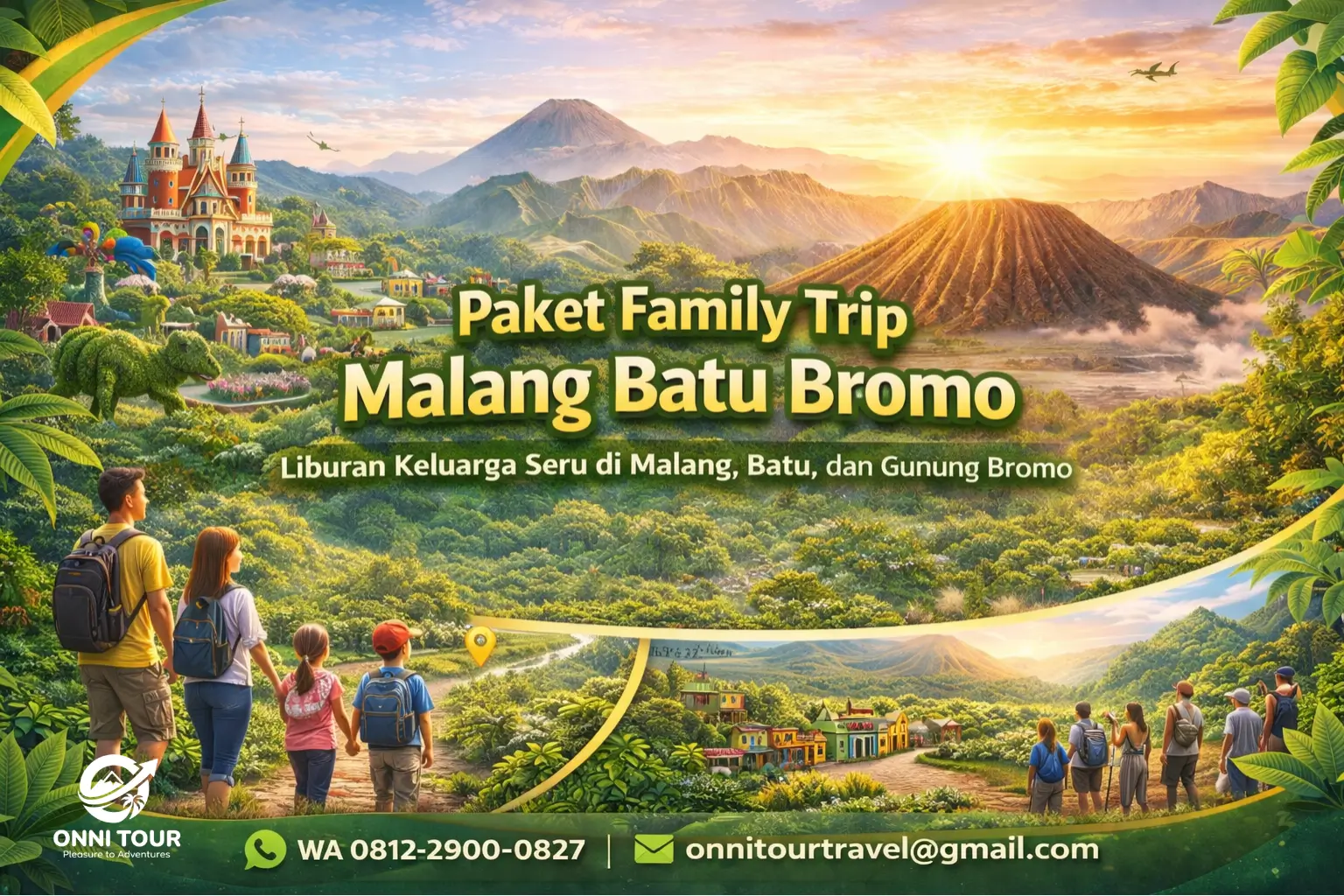 Paket family trip Malang Batu Bromo untuk liburan keluarga ke Batu, Jatim Park, dan Gunung Bromo