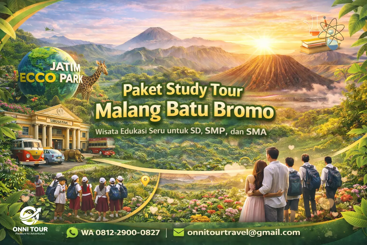 Paket study tour Malang Batu Bromo untuk siswa sekolah mengunjungi destinasi edukatif di Malang dan Batu
