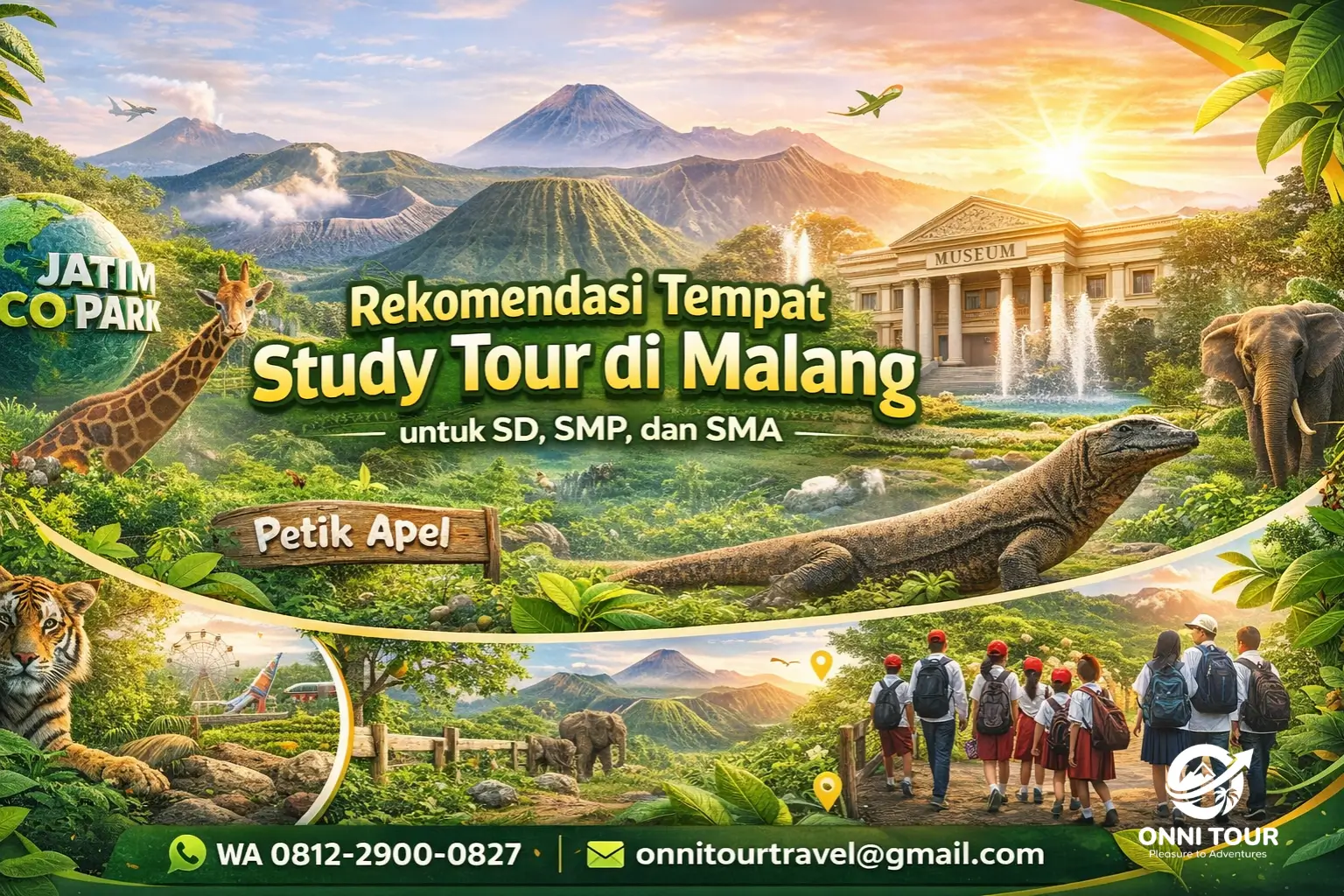 Rekomendasi tempat study tour di Malang untuk siswa SD SMP SMA seperti Jatim Park dan Eco Green Park